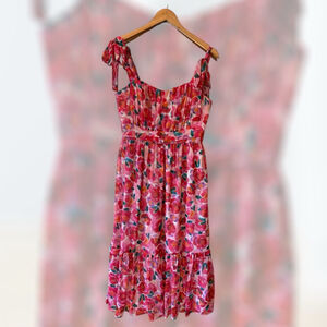 Women's Adelyn Rae Pink Floral Midi Dress M